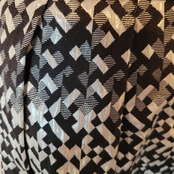 Eva Franco Silver & Black Geometric Strapless Mini Cocktail Dress Bow Size 4 USA - Picture 8 of 13